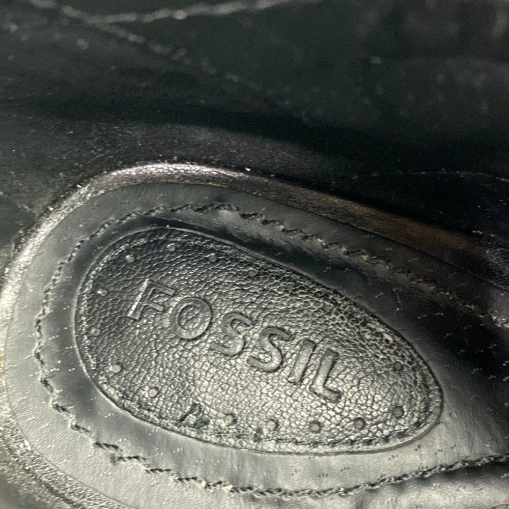 FOSSIL Black Leather & Suede Back Zip Up High Heels - Picture 11 of 17